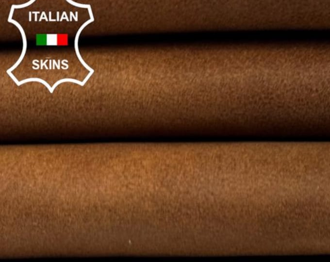 COGNAC BROWN VINTAGE Look Vegetable Tan Thin Soft Italian Lambskin Sheep Lamb leather hide hides skin skins 6sqf 0.6mm #C5610