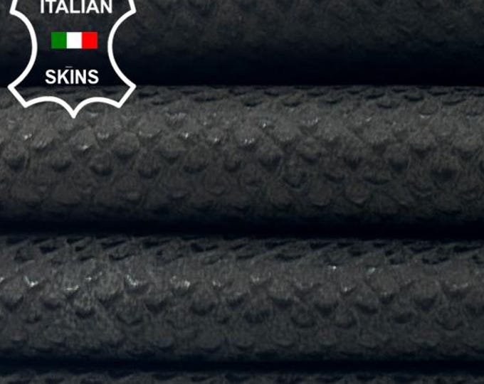 DARK BROWN REPTILE Textured Print On Soft Italian Lambskin Sheep Lamb leather hide hides skin skins 9sqf 0.7mm #C5425
