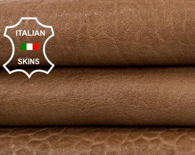 Delivered Duty paid - NATURAL BROWN Grainy Vegetable Tan Thick Soft Italian Lamb leather skin 6sqf 1.6mm #Z454