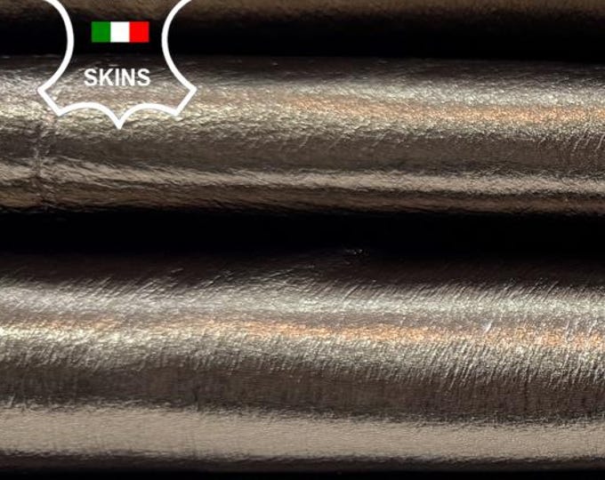 METALLIC PEWTER CRINKLED Soft Italian Lambskin Sheep Lamb leather hide hides skin skins 7sqf 1.0mm #C6085