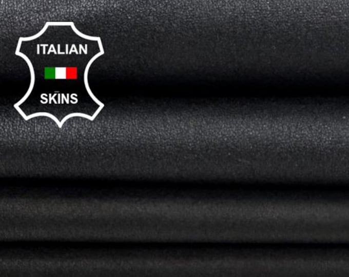 Delivered Duty paid - BLACK MATTE Thin Soft Italian STRETCH Backed Lamb Leather pack 2 skins total 10sqf 0.6mm #Z92