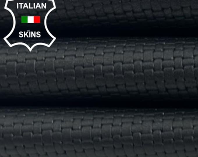 BLACK TEXTURED PRINT Soft Italian Lambskin Sheep Lamb leather hide hides skin skins 4+sqf 0.7mm #C6010