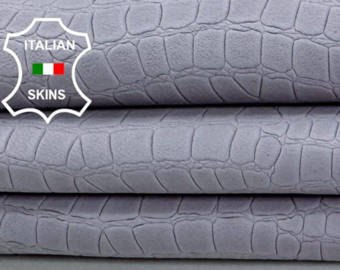 Delivered Duty paid - LIGHT LAVENDER CROCODILE Print On Vegetable Tan Soft Italian Lamb leather skin 7+sqf 1.0mm #Z381