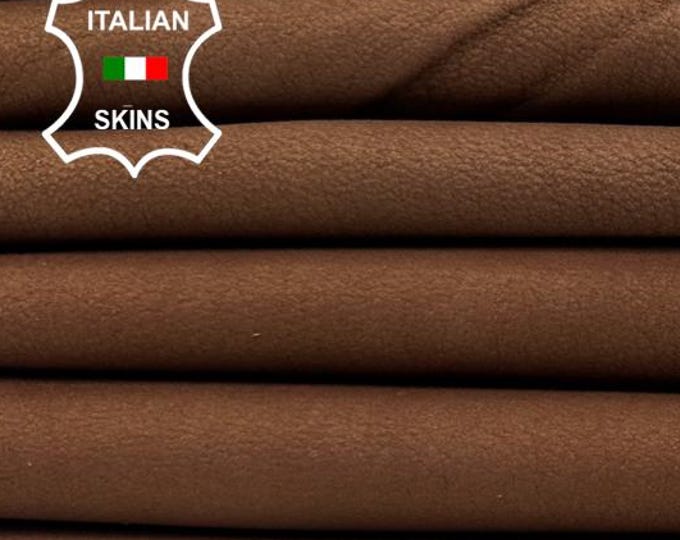 NATURAL BROWN NUBUCK Rough Soft Italian Lambskin Sheep Lamb Leather pack 2 hides skins total 13sqf 0.8mm #C5829