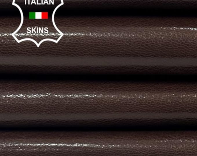 DARK BROWN SHINY Italian Goatskin Goat Leather pack 3 hides skins total 10sqf 0.7mm #C4768