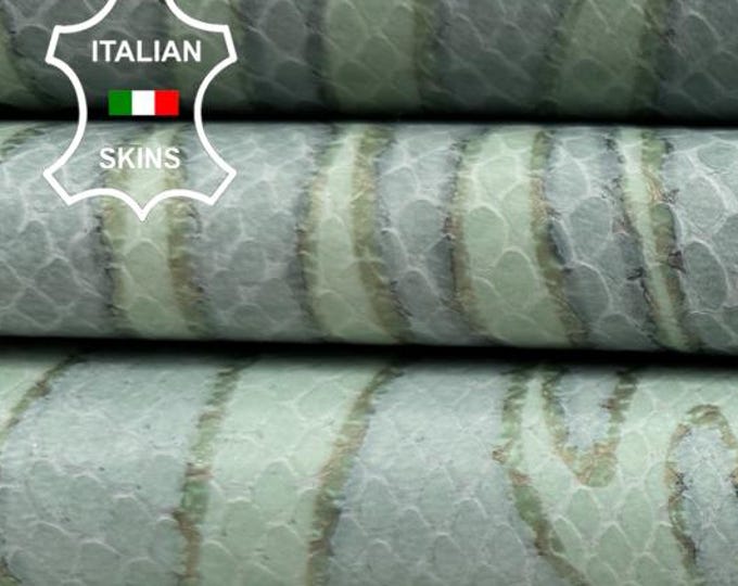 Delivered Duty Paid-LIGHT AQUAMARINE GREEN Zebra Print On Thin Italian Goat Leather pack 2 skins total 10sqf 0.6mm #C6461