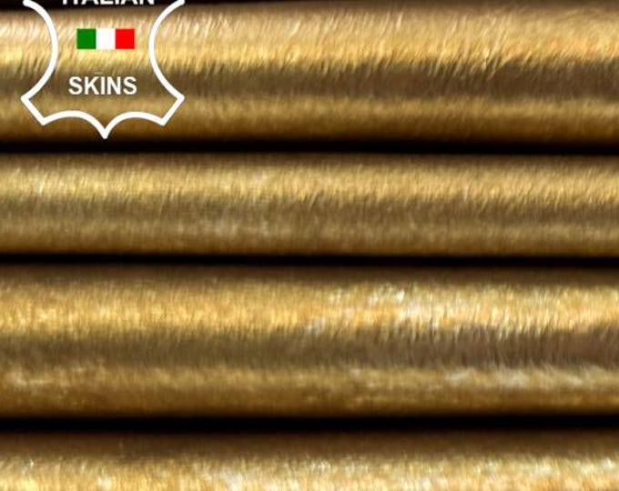 METALLIC OLD GOLD Distressed Silver Thin Soft Italian Lambskin Sheep Lamb Leather pack 2 hides skins total 9+sqf 0.6mm #C6409