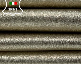 Delivered Duty Paid-METALLIC LIGHT GOLD Rough Italian Goatskin Goat leather pack 2 skins total 7+sqf 1.0mm #C5599