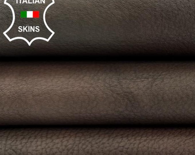 Delivered Duty Paid-OLIVE BROWN DISTRESSED Vintage Look Thick Strong Italian Calf Leather skin 7sqf 1.5mm #C6909