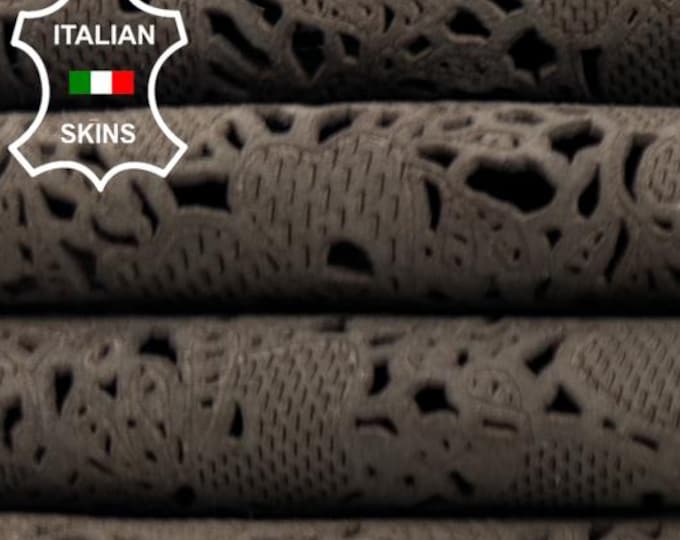 DARK BROWN LASER Engraved Soft Italian Lambskin Sheep Lamb leather hide hides skin skins 3+sqf 1.0mm #C4945