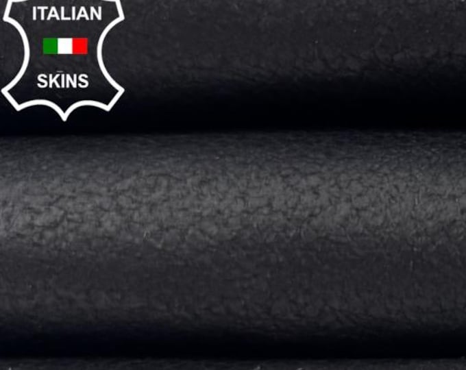 MIDNIGHT BLACK CRACKED Vintage Look Vegetable Tan Thick Soft Italian Lambskin Sheep Lamb leather hide hides skin skins 6+sqf 1.1mm #C6166