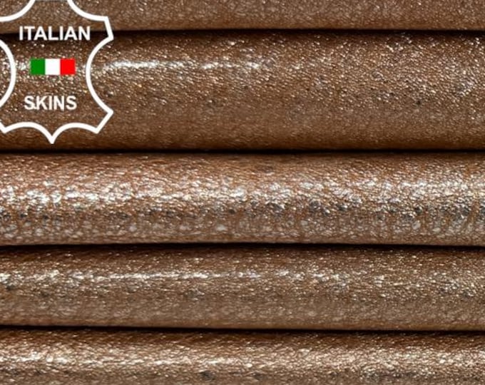 Delivered Duty paid - METALLIC COPPER PATENT Shiny Washed Italian Goat leather pack 3 skins total 11sqf 0.8mm #C7544