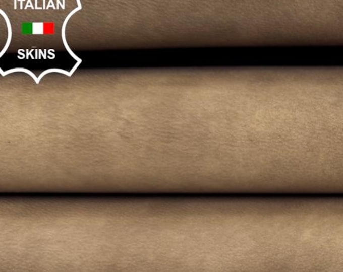 Delivered Duty Paid-SAND BROWN DISTRESSED Vintage Look Italian Goat Leather skin 4+sqf 0.8mm #C6907