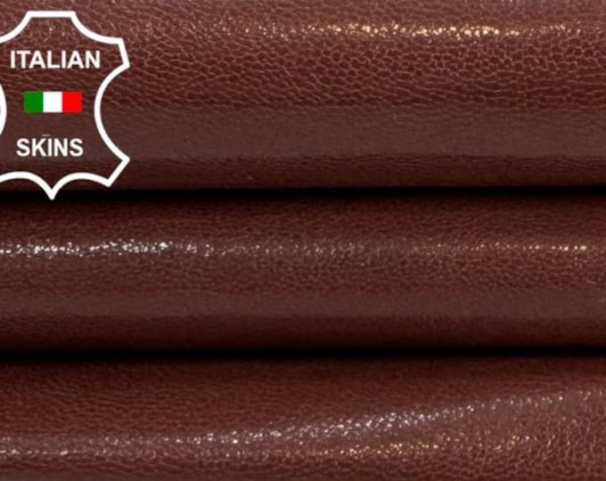 Delivered Duty paid - BURNT SIENNA BROWN Shiny Vegetable Tan Strong Italian Goat leather skin 3+sqf 0.8mm #C7538