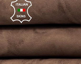 Delivered Duty Paid-LIGHT TAUPE BROWN Washed Rustic Antiqued Vegetable Tan Thick Soft Lamb leatherskin 7sqf 1.1mm #C5592