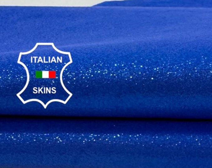 Delivered Duty paid - METALLIC COBALT BLUE Shimmer Soft Italian Goat leather skin 2sqf 0.8mm #Z293