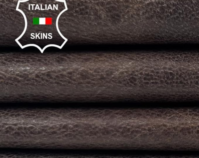 Delivered Duty Paid-BROWN CRINKLED Vintage Look Soft Italian Goatskin Goat leather skin 8sqf 0.7mm #C6120