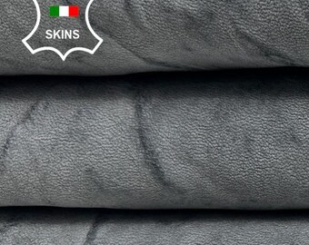 GREY Washed Rustic Antiqued Vegetable Tan Italian Lambskin Sheep Lamb leather hide hides skin skins 7sqf 1.0mm #C5596