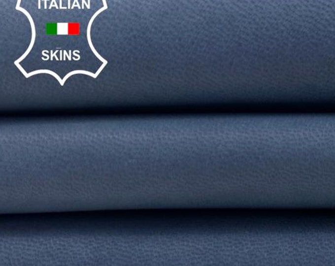 NATURAL NAKED DENIM Blue Vintage Look Thick Soft Italian Lambskin Sheep Lamb Leather hide hides skin skins 5sqf 1.3mm #C2255