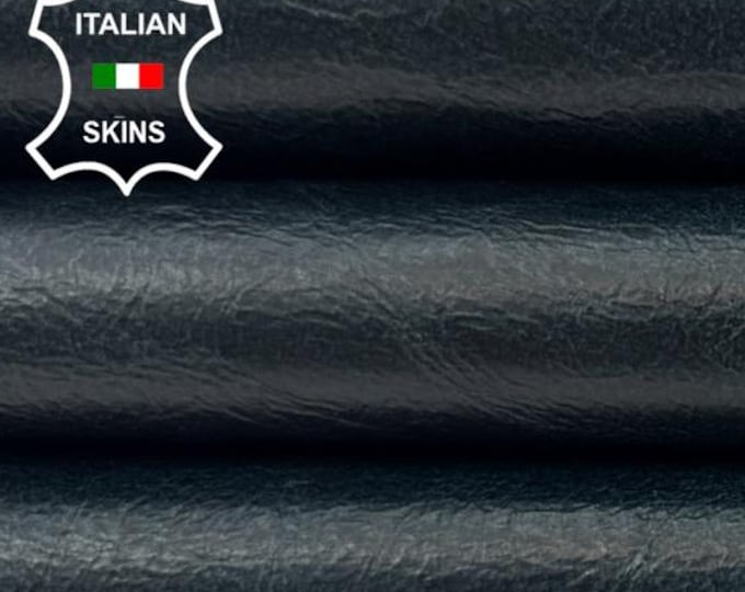 Delivered Duty Paid-DARK PINE GREEN Shiny Crinkled Soft Italian Lamb leather skin 6sqf 0.7mm #C7021