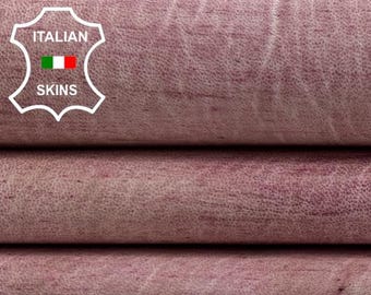 MAGENTA PINK DISTRESSED Soft Italian Lambskin Sheep Lamb leather hide hides skin skins 6sqf 1.0mm #C3759