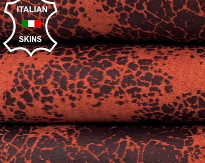 FIRE RED ANTIQUED Double Face Printed Thick Italian Calf leather skin 8sqf 1.6mm #C7095