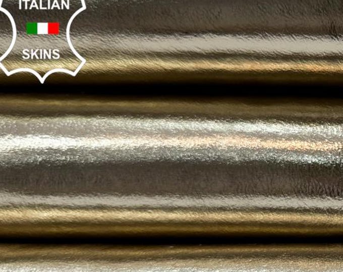 Delivered Duty Paid-METALLIC LIGHT GOLD Smooth Italian Goatskin Goat Leather skin 7+sqf 0.8mm #C6388