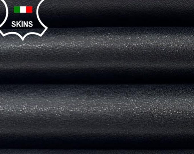 Delivered Duty Paid-BLACK SHINY VINTAGE Look Soft Italian Lambskin Lamb leather skin 7+sqf 0.9mm #C6585