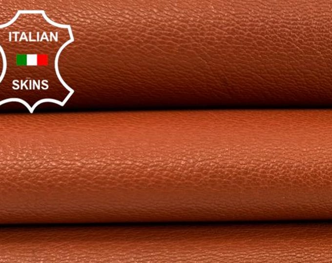 ORANGY TERRACOTTA ROUGH Semi Shiny Vegetable tan Thick Italian Goat leather 4+sqf 1.2mm #C7513