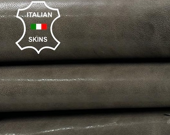WALNUT BROWN TAUPE Antiqued Shiny Vegetable Tan Soft Italian Lambskin Sheep Lamb leather hide hides skin skins 7+sqf 1.0mm #C3940