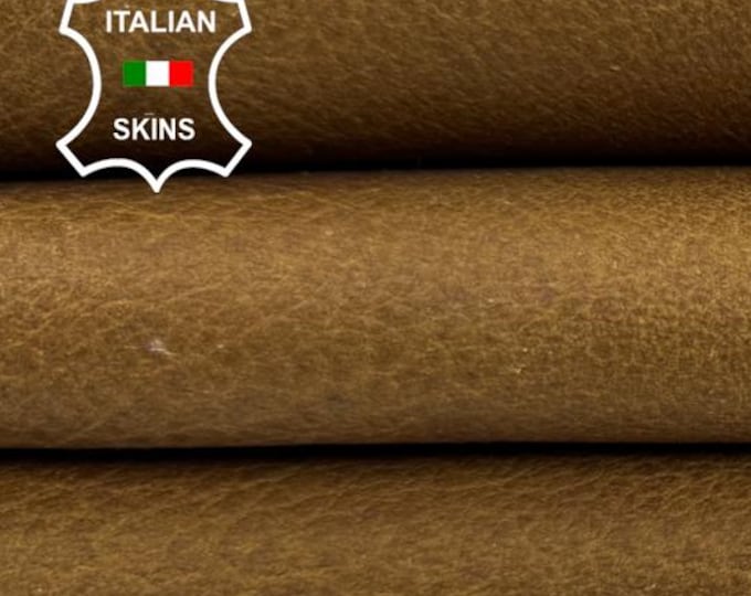Delivered Duty Paid-MUSTARD ANTIQUED Vintage Look Vegetable Tan Soft Italian Lamb leather skin 6sqf 0.8mm #C6968