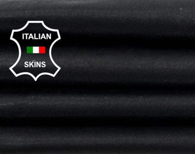 Free FedEx & Duties - NATURAL BLACK Vegetable Tan Soft Italian Lamb leather skin 6sqf 0.8mm #C7933