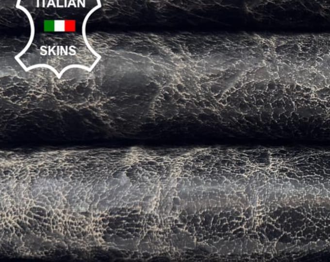 DARK BROWN CRINKLED Very Vintage Look Italian Lambskin Sheep Lamb leather hide hides skin skins 6+sqf 0.9mm #C6076