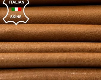 Free FedEx & Duties - TAN BROWN  VEGETABLE Tanned Thin Soft Italian Lamb leather pack 3 skins total 15sqf 0.6mm #C6807
