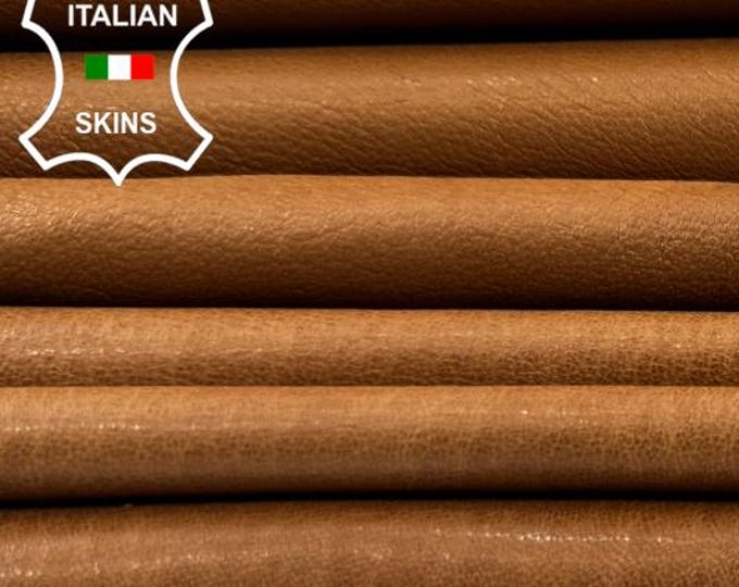 Delivered Duty Paid-TAN BROWN  VEGETABLE Tanned Thin Soft Italian Lamb leather pack 3 skins total 15sqf 0.6mm #C6807