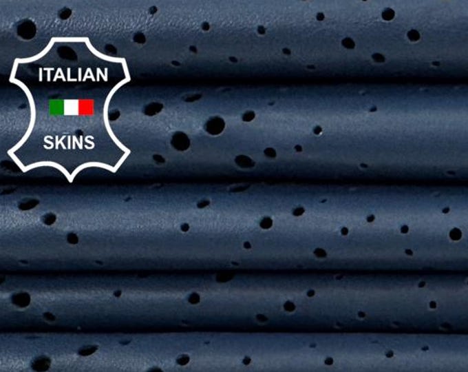 Delivered Duty paid -  BLUE HOLES PERFORATED Print Thin Soft Italian Lamb leather skin 6+sqf 0.6mm #Z525