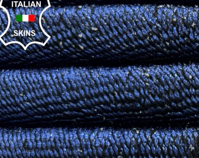 METALLIC BLUE TEXTURED Vintage Look Antiqued Thick Soft Italian Lambskin Sheep Lamb leather hide hides skin skins 6+sqf 1.4mm #C6080
