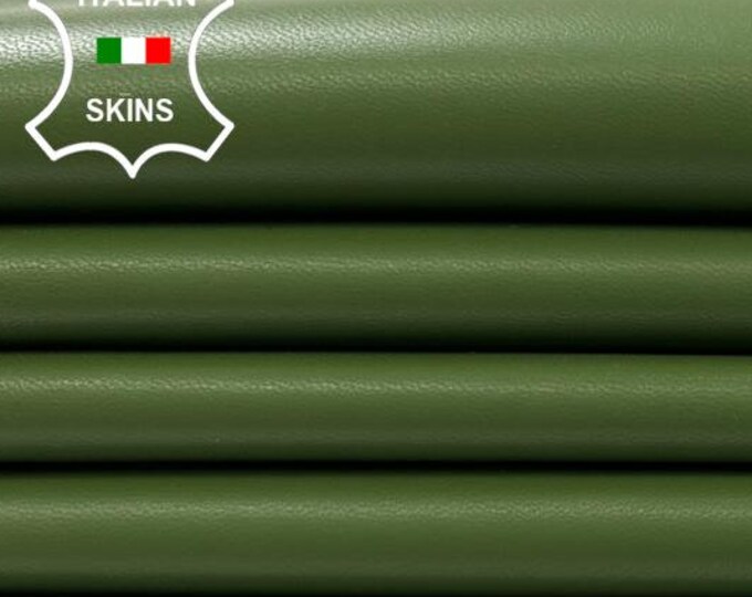 AVOCADO GREEN Soft Italian Lambskin Sheep Lamb Leather pack 2 hides skins total 16sqf 0.7mm #C2963