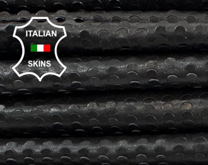Delivered Duty paid -  BLACK HALF MOONS Perforated Thin Soft Italian Lamb leather pack 2 skins total 12sqf 0.4mm #Z283