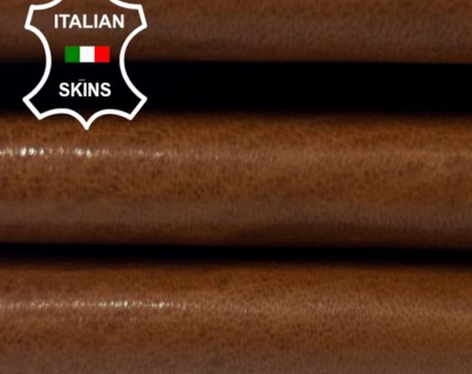 COGNAC BROWN ANTIQUED Vegetable Tan Thick Italian Goatskin Goat Leather hide hides skin skins 3sqf 1.1mm #C4908