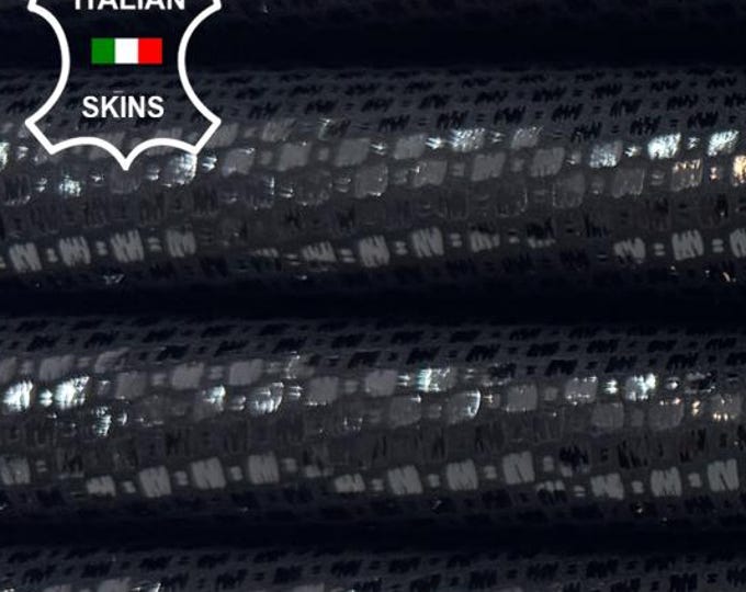 BLACK SHINY PRINT Italian Goatskin Goat Leather pack 2 hides skins total 7+sqf 0.8mm #C6391