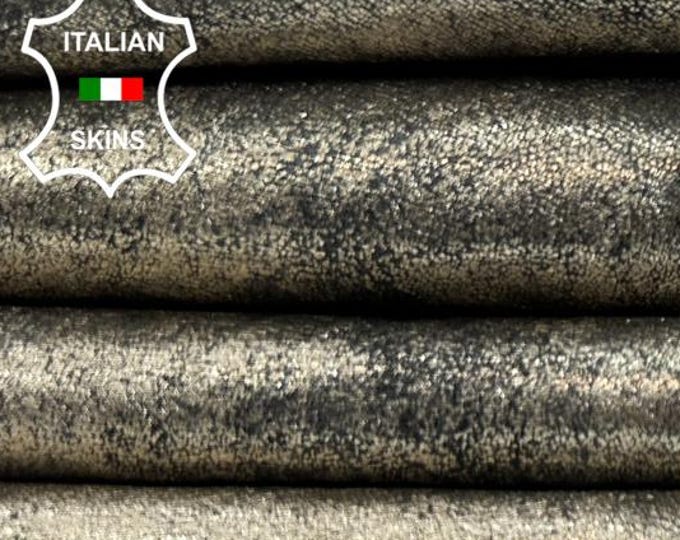 METALLIC ANTIQUED PLATINUM Distressed Soft Italian Lambskin Sheep Lamb Leather hide hides skin skins 7+sqf 0.7mm #C5471