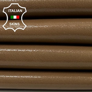 CAMEL BROWN SHINY Italian Goatskin Goat leather pack 3 hides skins total 7+sqf 0.9mm #C3972