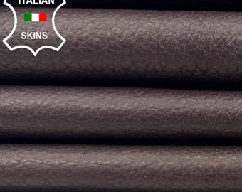 DARK BROWN GRAINY Antiqued Aniline Vegetable Tan Soft Italian Calfskin Cow leather hide hides skin skins 11sqf 1.0mm #C6286