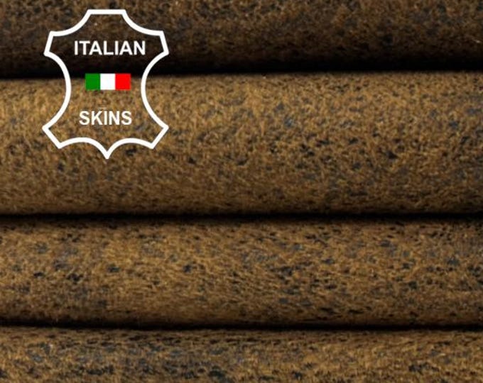 BROWN NUBUCK STONEWASH Vintage Look Soft Italian Lambskin Sheep Lamb leather hide hides skin skins 8sqf 0.9mm #C5032