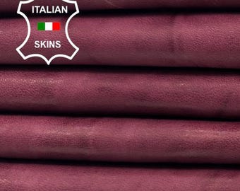Delivered Duty Paid-WINE WASHED Rustic Antiqued Vegetable Tan Thick Soft Italian Sheep Lamb leather pack 2 skins total 15sqf 1.1mm #C5587