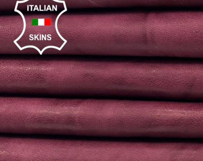 WINE WASHED Rustic Antiqued Vegetable Tan Thick Soft Italian Lambskin Sheep Lamb leather pack 2 hides skins total 15sqf 1.1mm #C5587