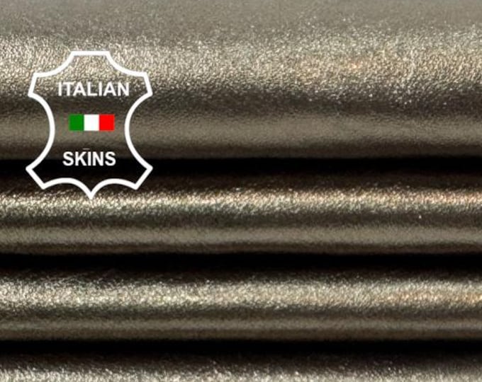 Delivered Duty paid - METALLIC PEWTER Italian Lamb leather pack 2 skins total 12sqf 0.9mm #Z325