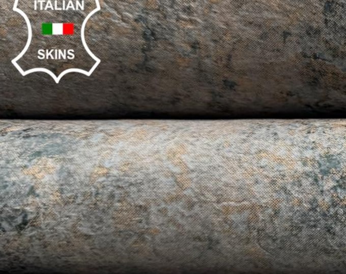 Delivered Duty Paid-GREY MARBLE TEXTURED Print On Vegetable Tan Thick Italian Calf leather skin 10sqf 1.1mm #C6700