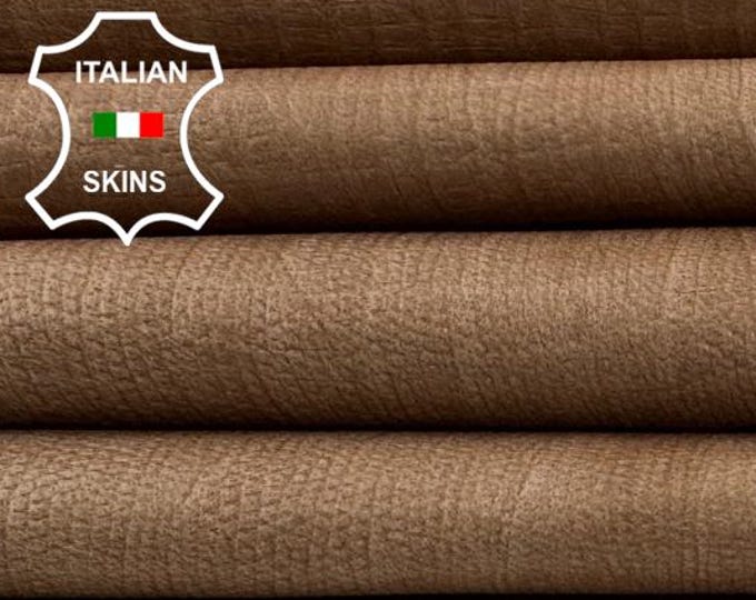 Delivered Duty paid - NATURAL SANDY BROWN Reptile Print Vintage Look On Thin Soft Italian Lamb leather skin 8+sqf 0.5mm #Z165